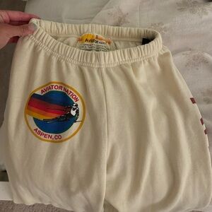 Cream white color aviator nation sweatpants